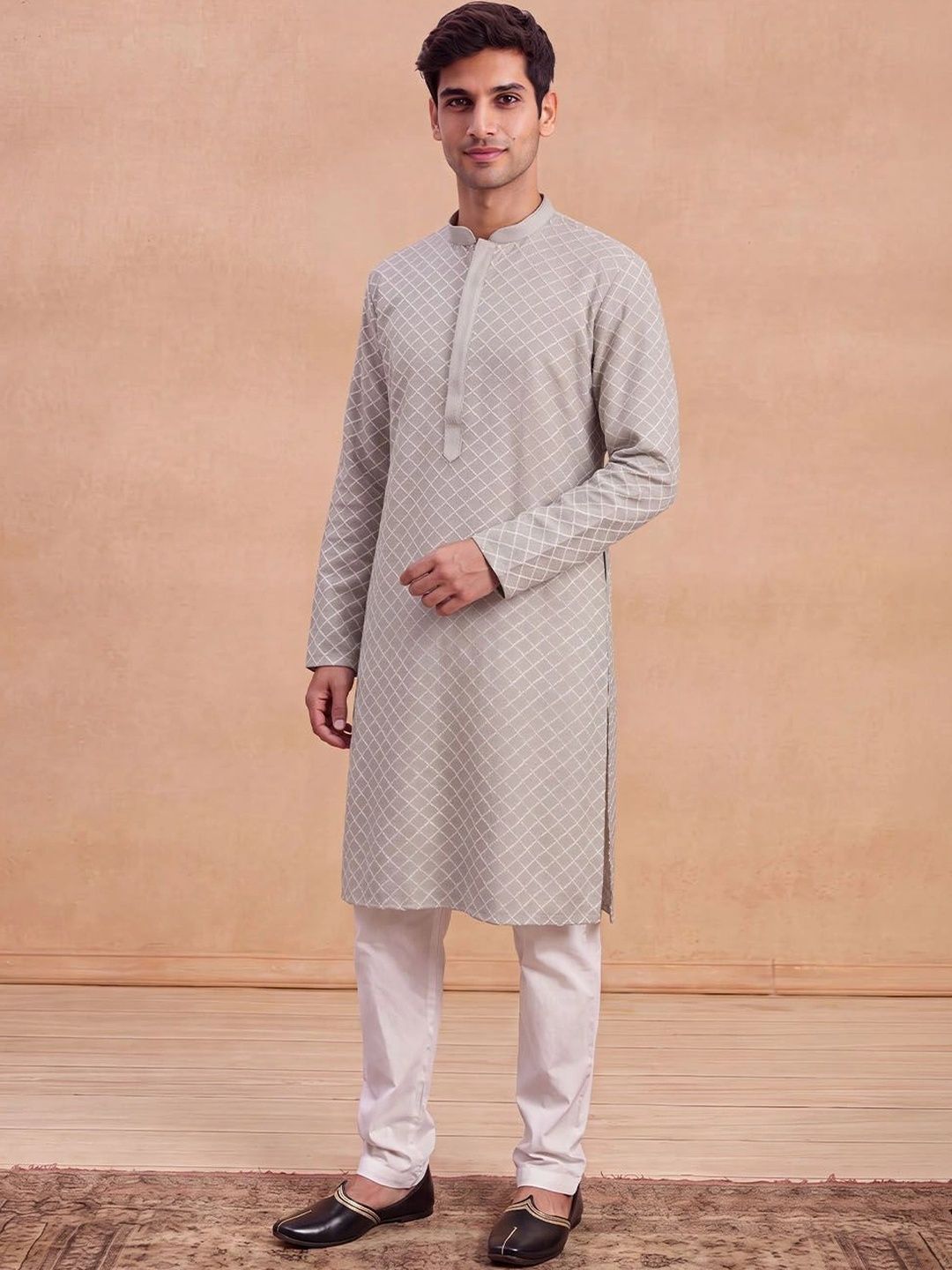 House of Chikankari Men Geometric Printed Kurta