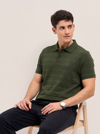 THE BEAR HOUSE Men Striped Polo Collar Pure Cotton T-shirt