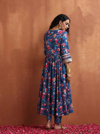 trueBrowns Floral Printed Empire Sequinned Kurta With Trousers