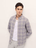 THE BEAR HOUSE Men Slim Fit Button-Down Collar Checked Cotton Casual Shirt
