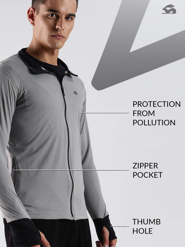 ADRO Men Mock Collar Solid Lightweight Casual Sporty Jacket