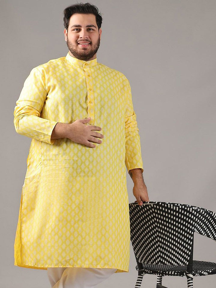 SOJANYA PLUS Saiz Motif Etnik Bercetak Kolar Jalur Kurta Lurus
