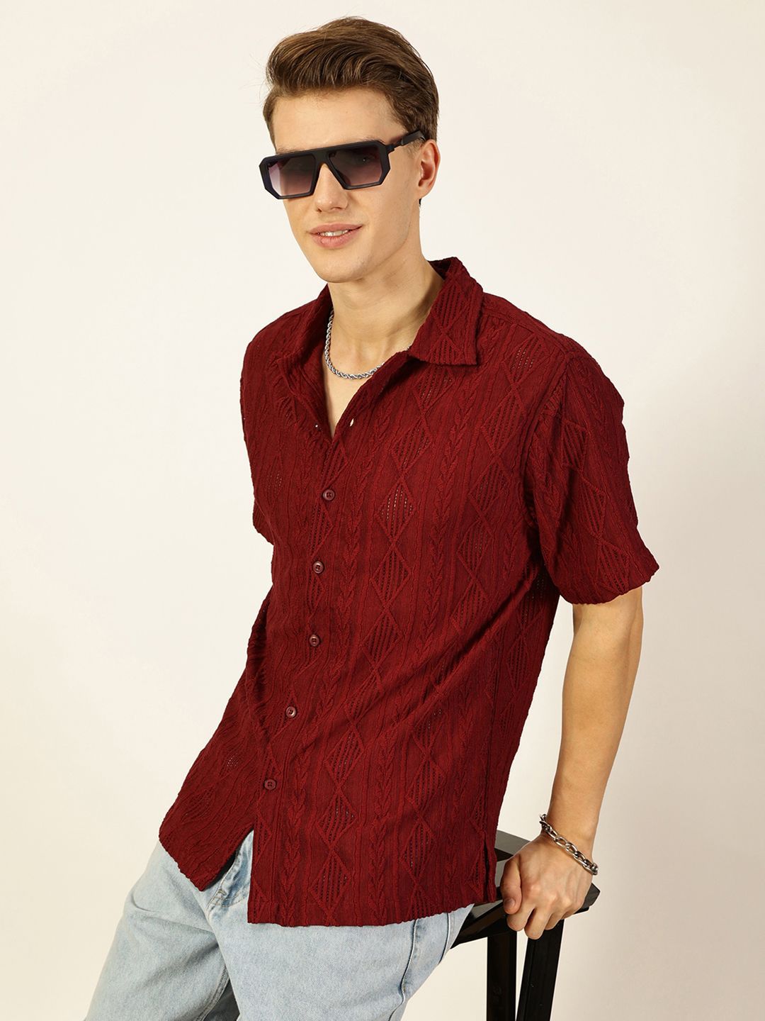 Thomas Scott Men Premium Semi Sheer Casual Shirt