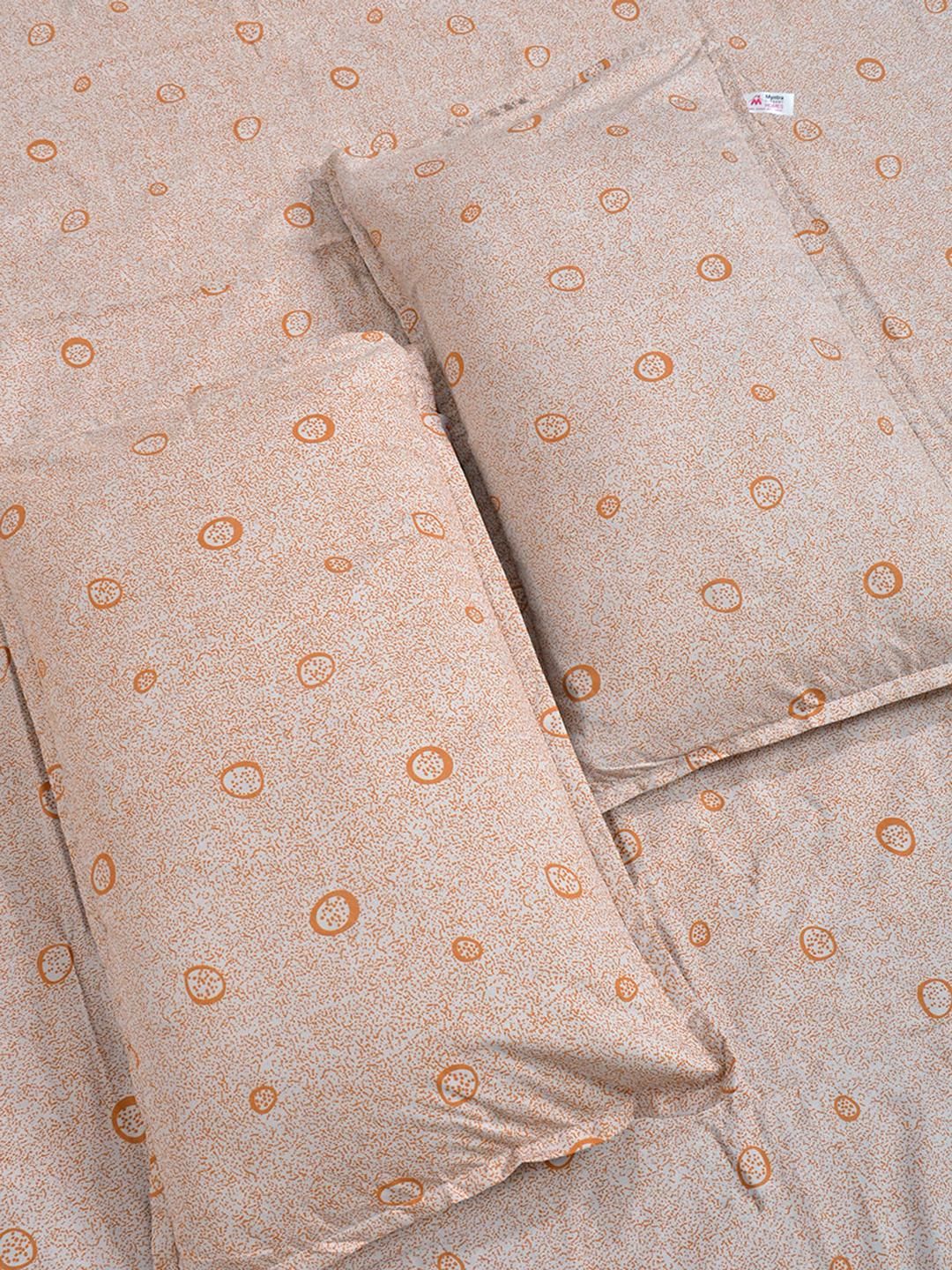 KLOTTHE Orange & White Geometric 300 TC Cadar Katil King dengan 2 Sarung Bantal