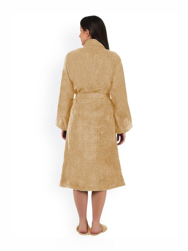 BOMBAY DYEING Beige Pure Cotton Bath Robe With Waist belt