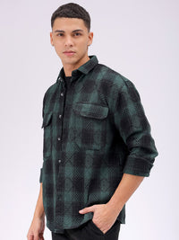 The Indian Garage Co Men Relaxed Fit Textured Checked Resortwear Shirt