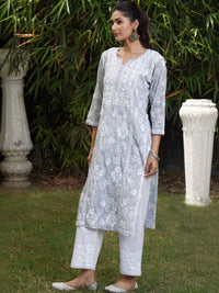 House of Chikankari Women Ethnic Motifs Embroidered Chikankari Indie Prints Kurta