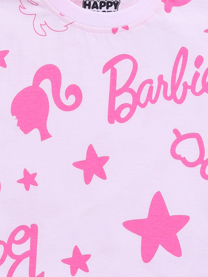Happy Faces Kids Girls Barbie Printed Pure Cotton T-Shirt