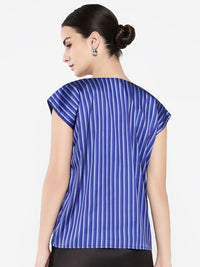 Rareism Women Vertical Striped V-Neck Top