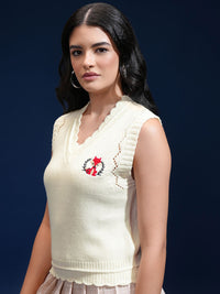 Tokyo Talkies Women Ribbed Sweater Vest