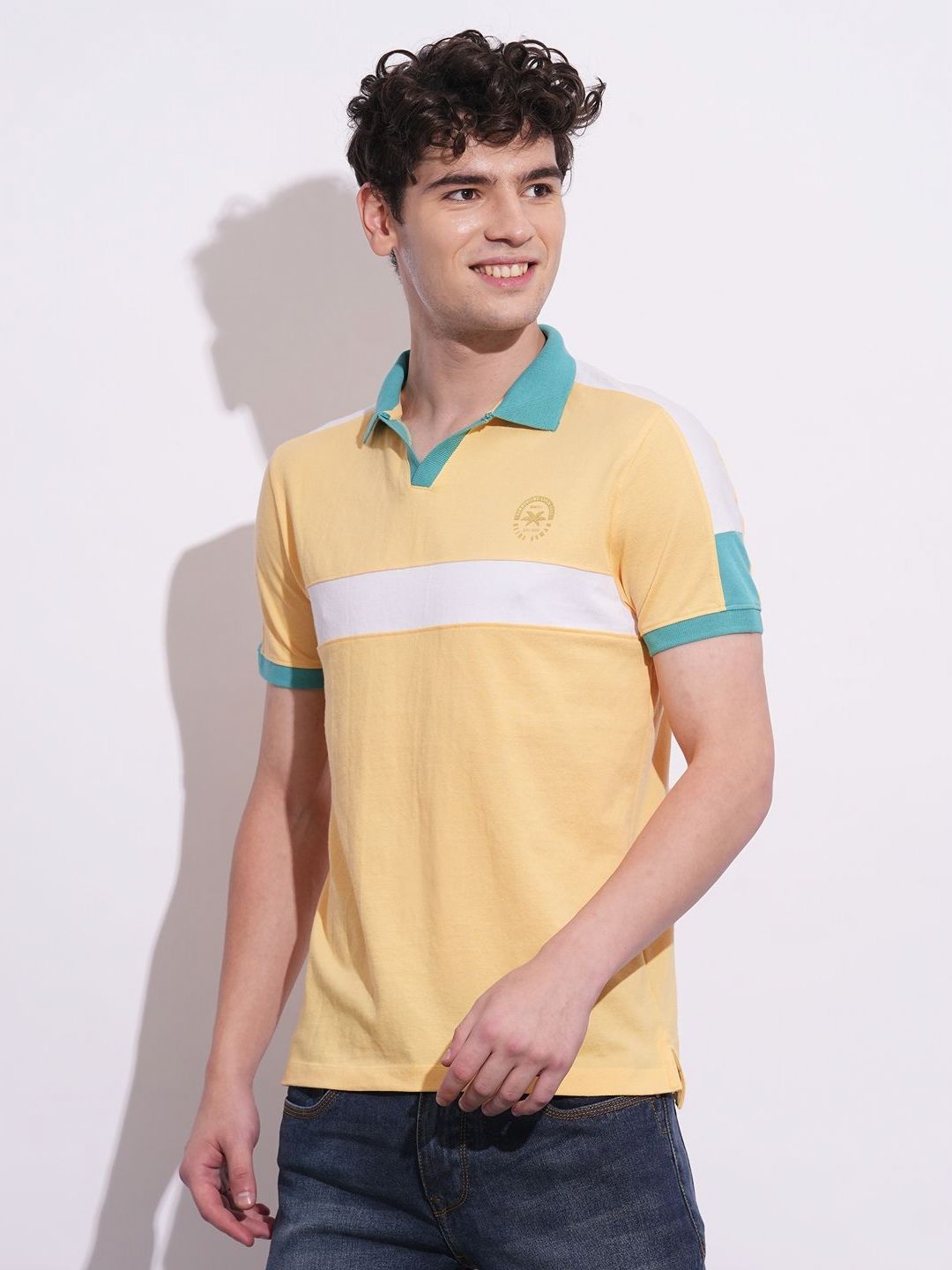 Being Human Men Colourblocked Polo Collar Cotton T-shirt