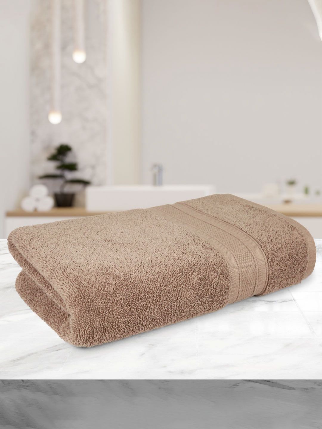 MYTRIDENT Brown Cotton 500 GSM Bath Towel