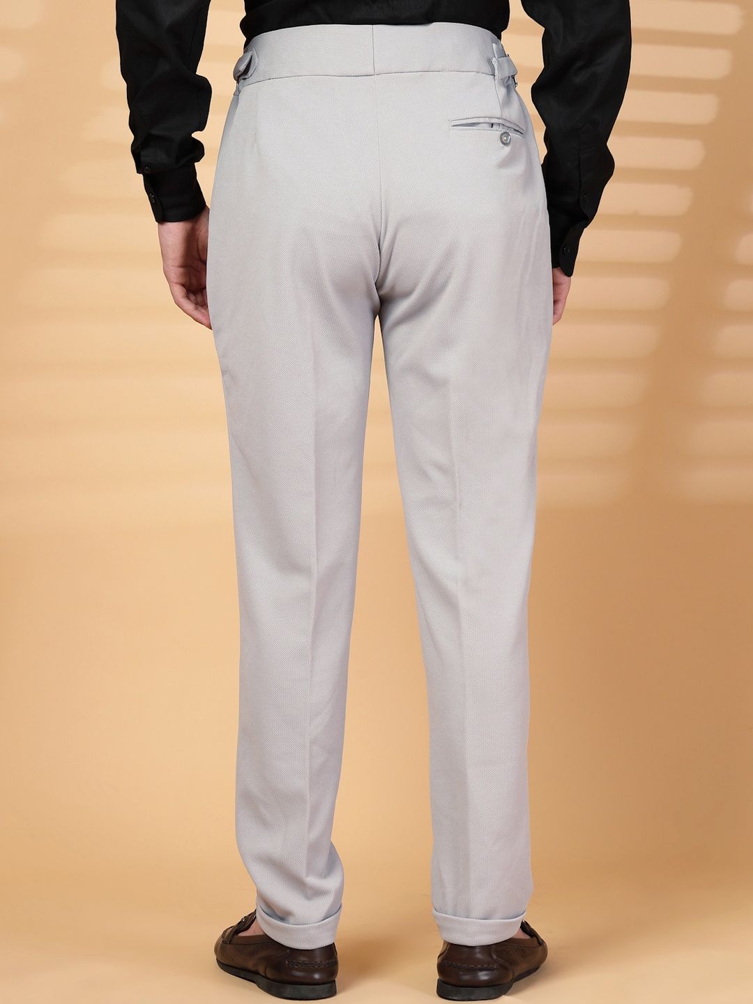 KLOTTHE Men Grey Lycra Formal Formal Trousers
