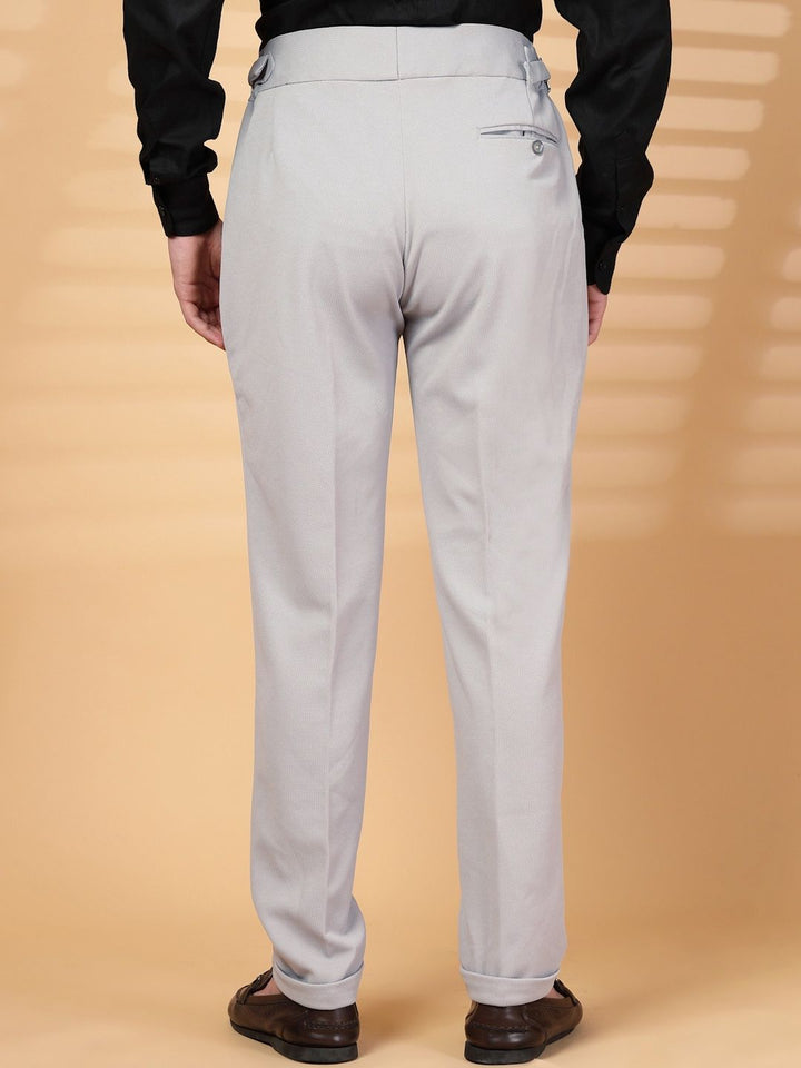 KLOTTHE Men Grey Lycra Formal Formal Trousers