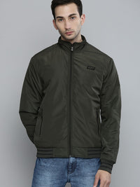 The Indian Garage Co Men Zip-Front Slim Fit Bomber Jacket