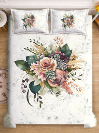 KLOTTHE Cream Floral Printed 400 TC King Superfine Bedsheets
