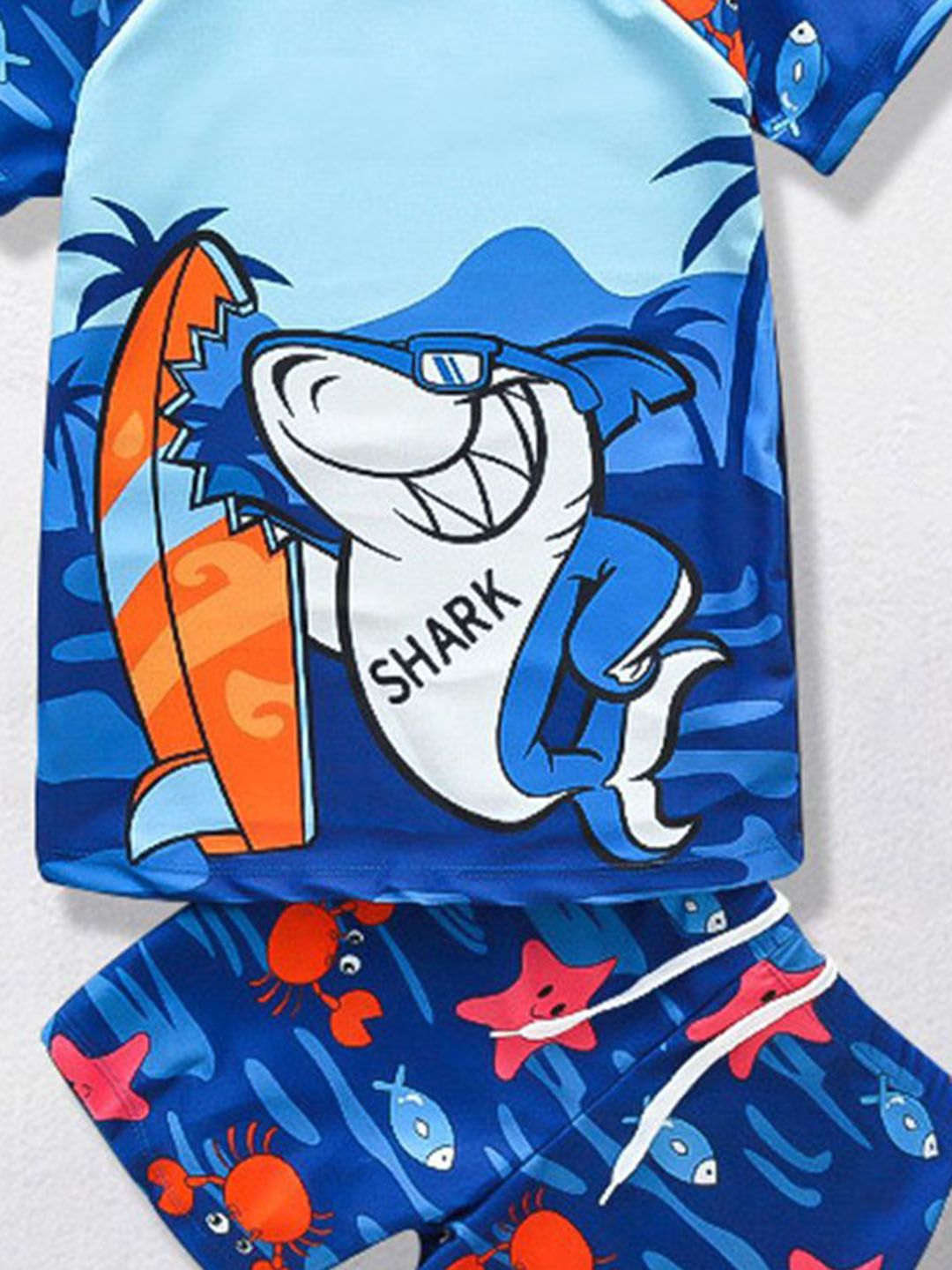 YK Girls Printed Short Sleeves Round Neck Swim Set