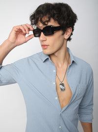 VASTRADO Men Classic Cutaway Collar Textured Slim Fit Casual Shirt