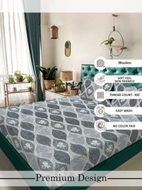 Myntra Elegant Homes Grey Geometric Dipasang Set Cadar King Woolen 300TC- 250X225cm