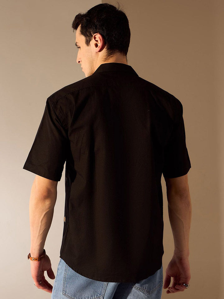 DENNISON Relaxed Hemp Cuban Collar Drop-Shoulder Sleeves Oversized Shirt