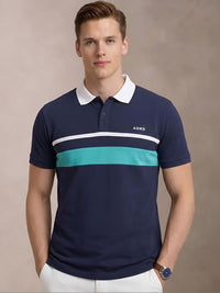 ADRO Men Colourblocked Polo Collar T-shirt