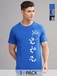 ADRO Men Pack of 3 Typography Printed Round Neck Cotton T-shirts
