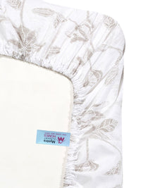 Myntra Elegant Homes White & Brown Floral 400 TC Bedsheet with 2 Pillow Covers