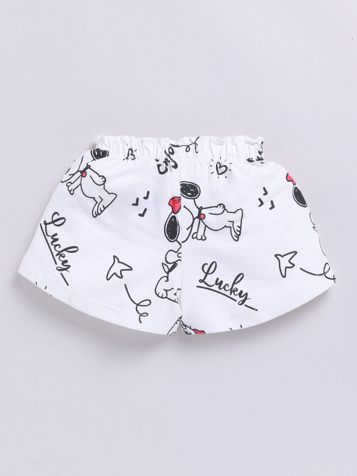 Happy Faces Kids Girls Snoopy Printed Pure Cotton Shorts