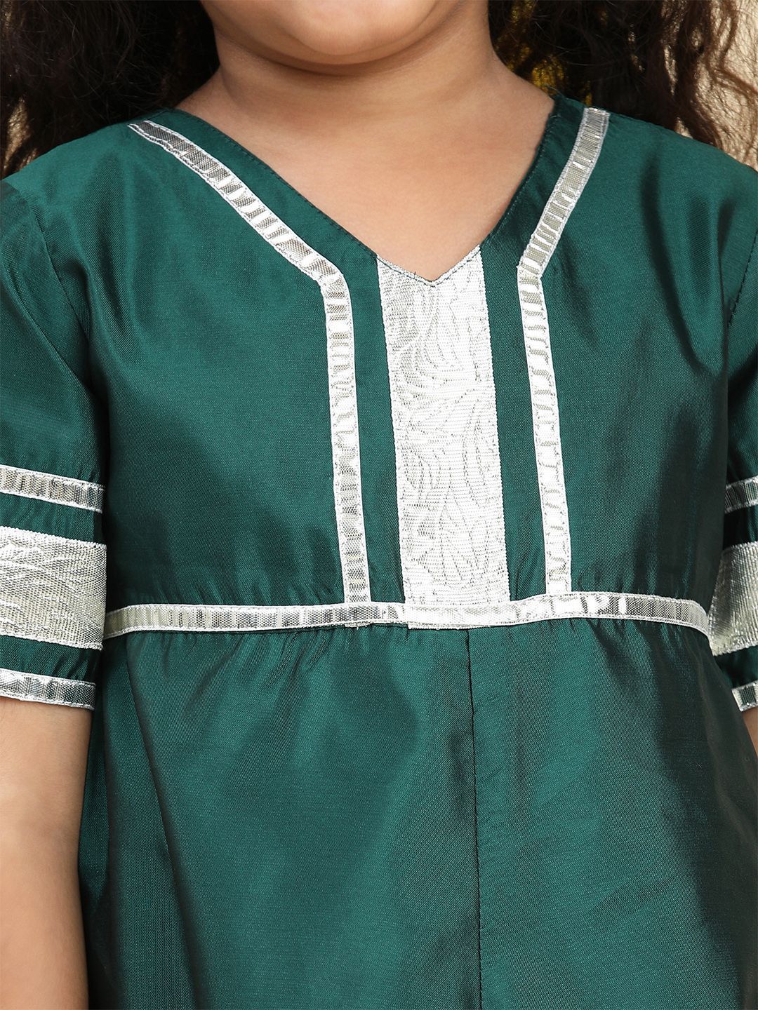 Cutiekins Girls A-Line Gotta Patti Silk Kurta with Trousers & Dupatta