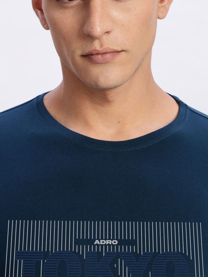 ADRO Typography Printed Round Neck Cotton T-shirt