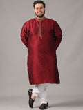 SOJANYA PLUS Size Paisley Woven Design Zari Band Collar Straight Kurta