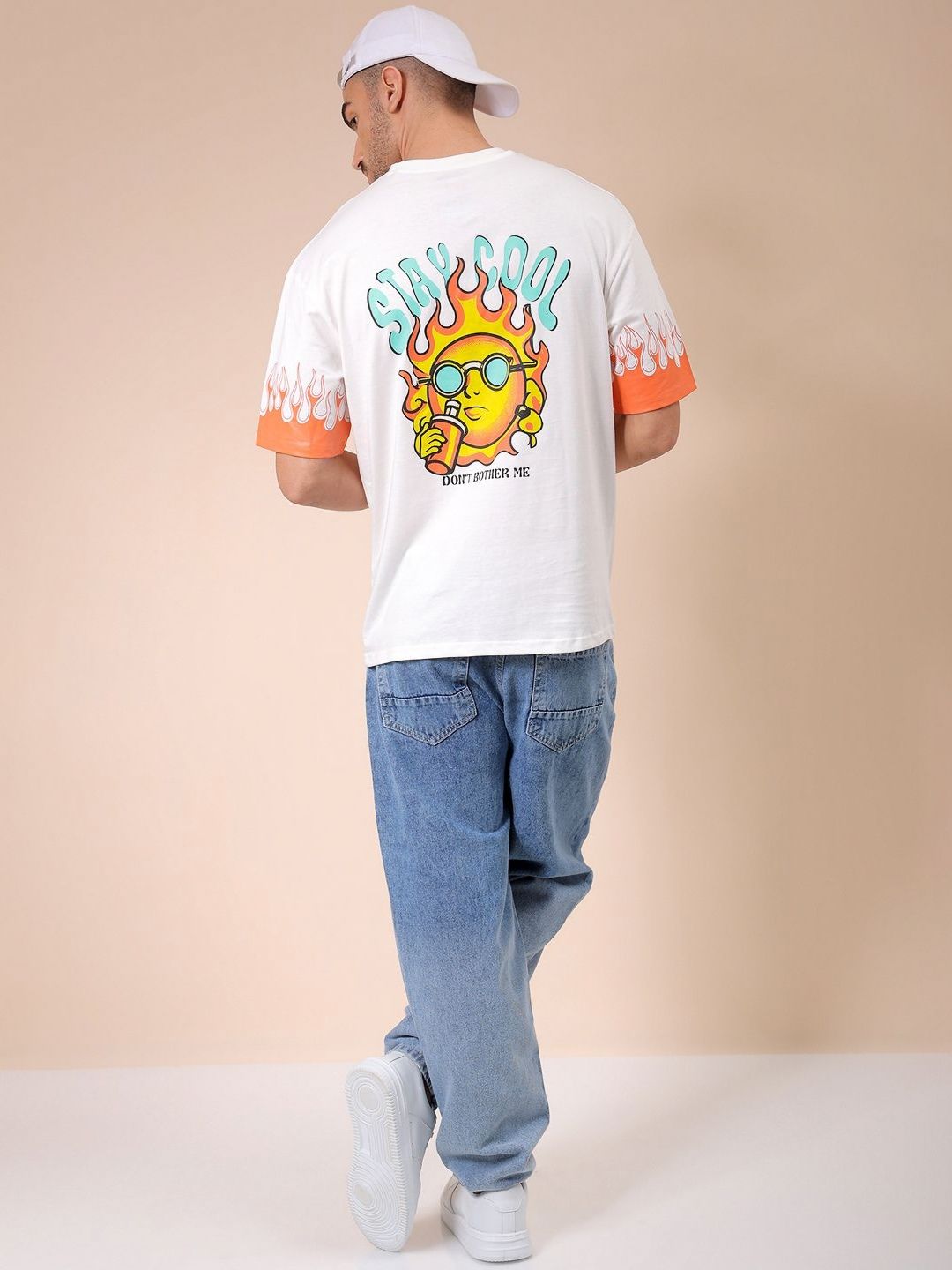 The Indian Garage Co Men Graphic Printed Round Neck Cotton Oversized T-shirt