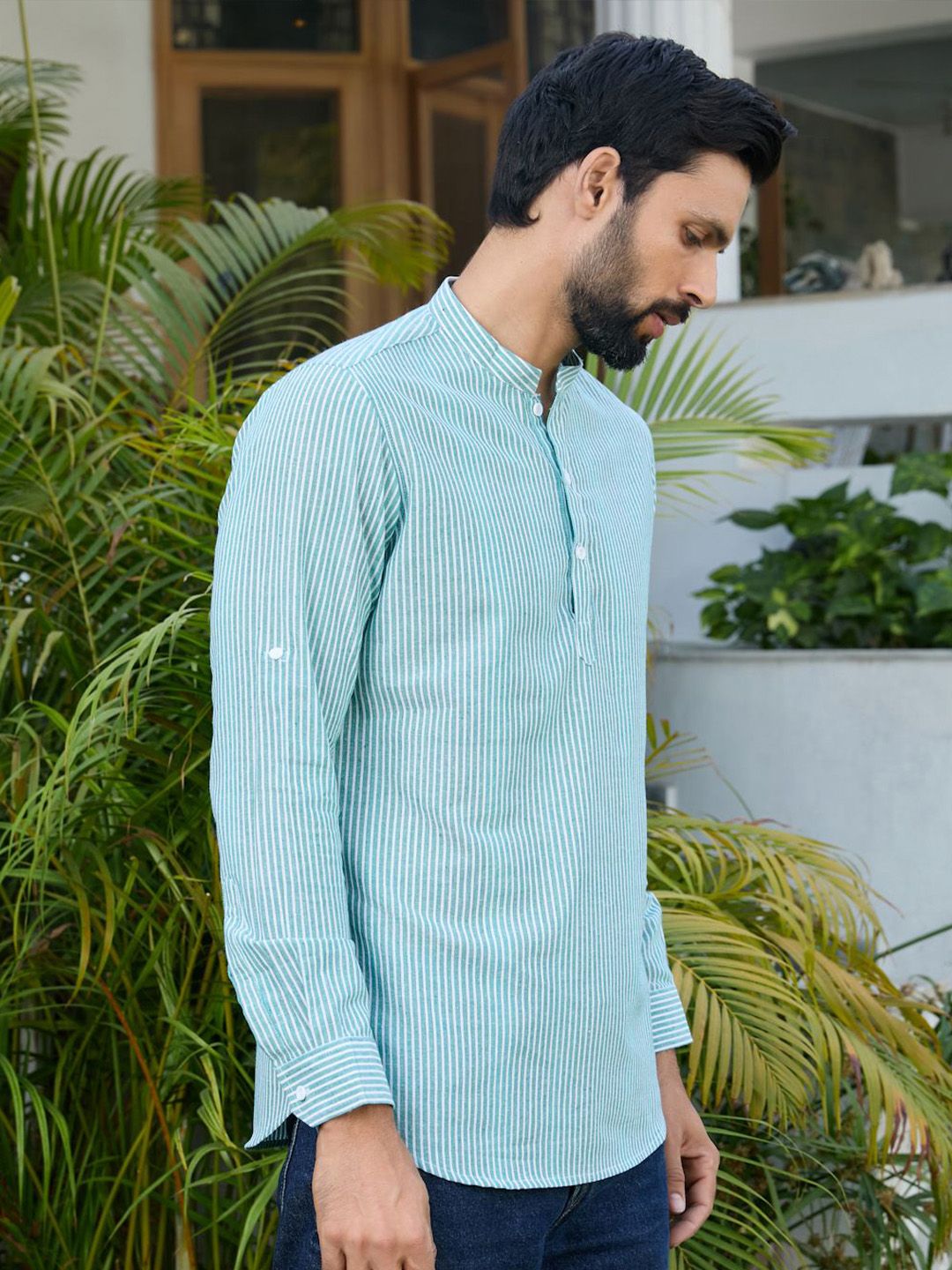 See Designs Men Striped Daily Cotton Straight Kurtas