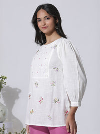W Floral Print Cotton Top