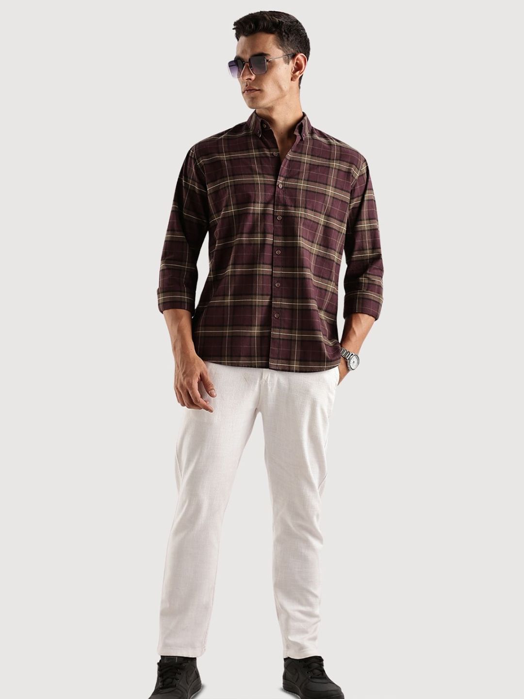ADRO Standard Tartan Checks Baju Kasual Berpetak