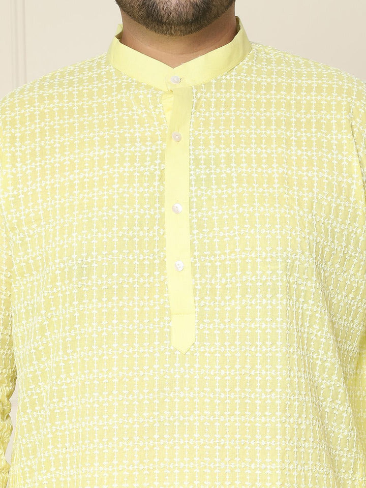 SOJANYA PLUS Ethnic Motifs Embroidered Mandarin Collar Straight Kurta with Pyjamas