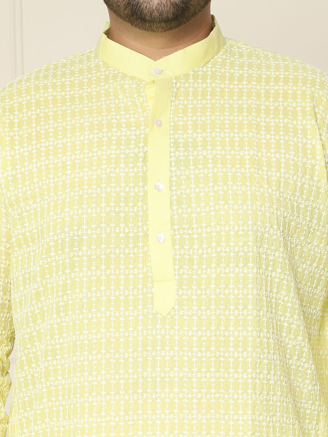 SOJANYA PLUS Ethnic Motifs Embroidered Mandarin Collar Straight Kurta with Pyjamas