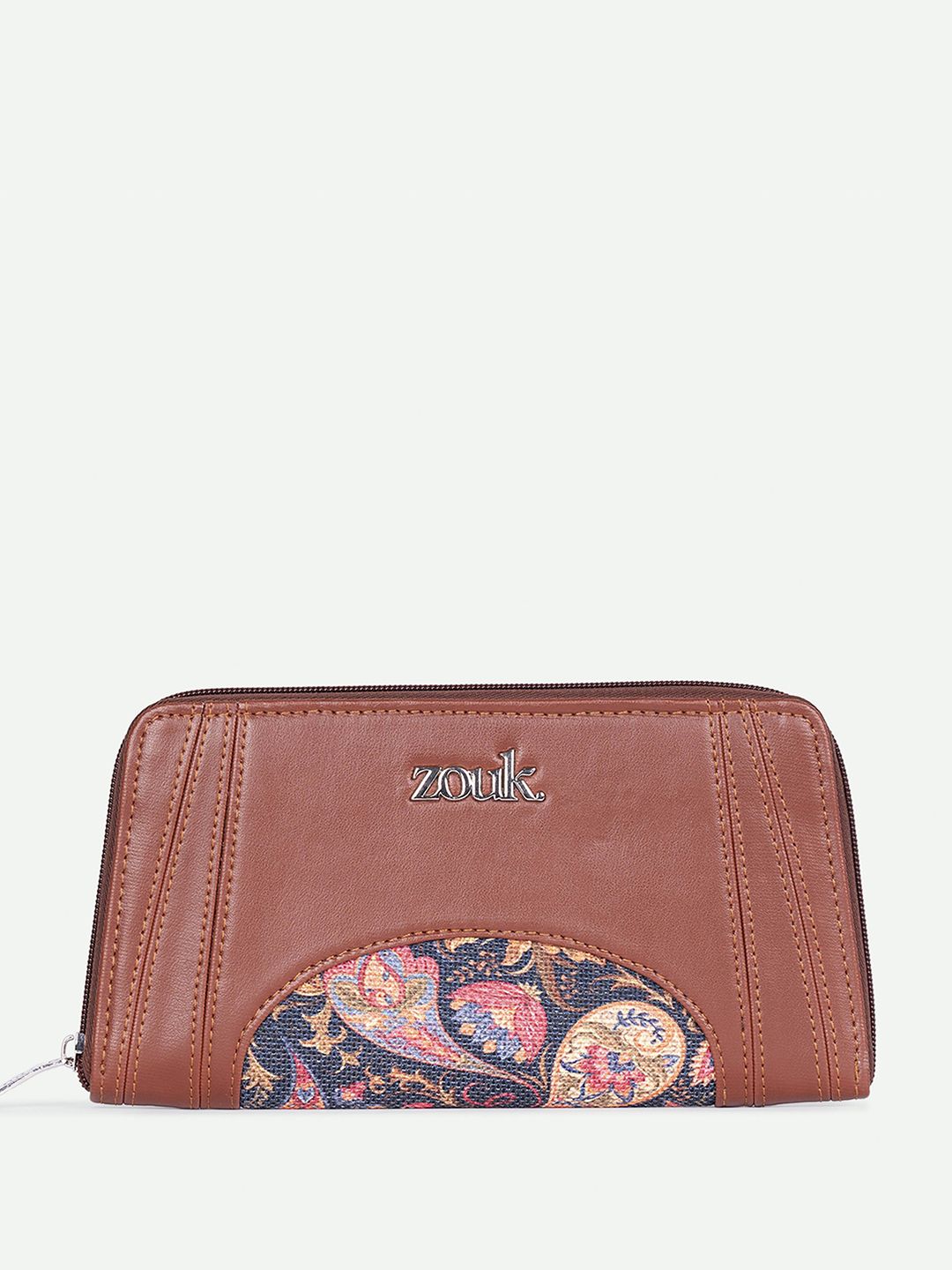 ZOUK Women Printed Leather Arika Zipper Wallet