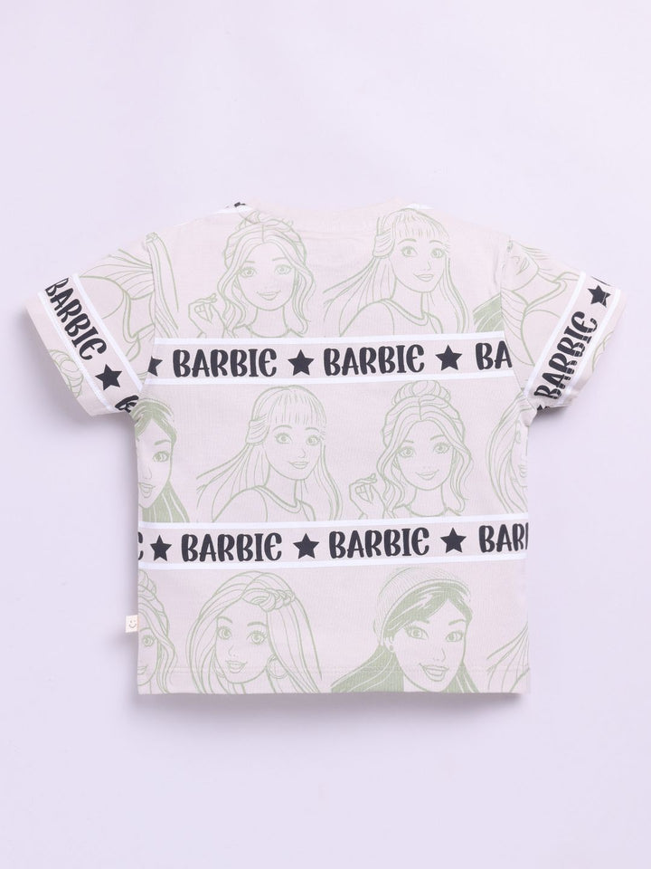 Happy Faces Girls Barbie Printed Pure Cotton T-shirt