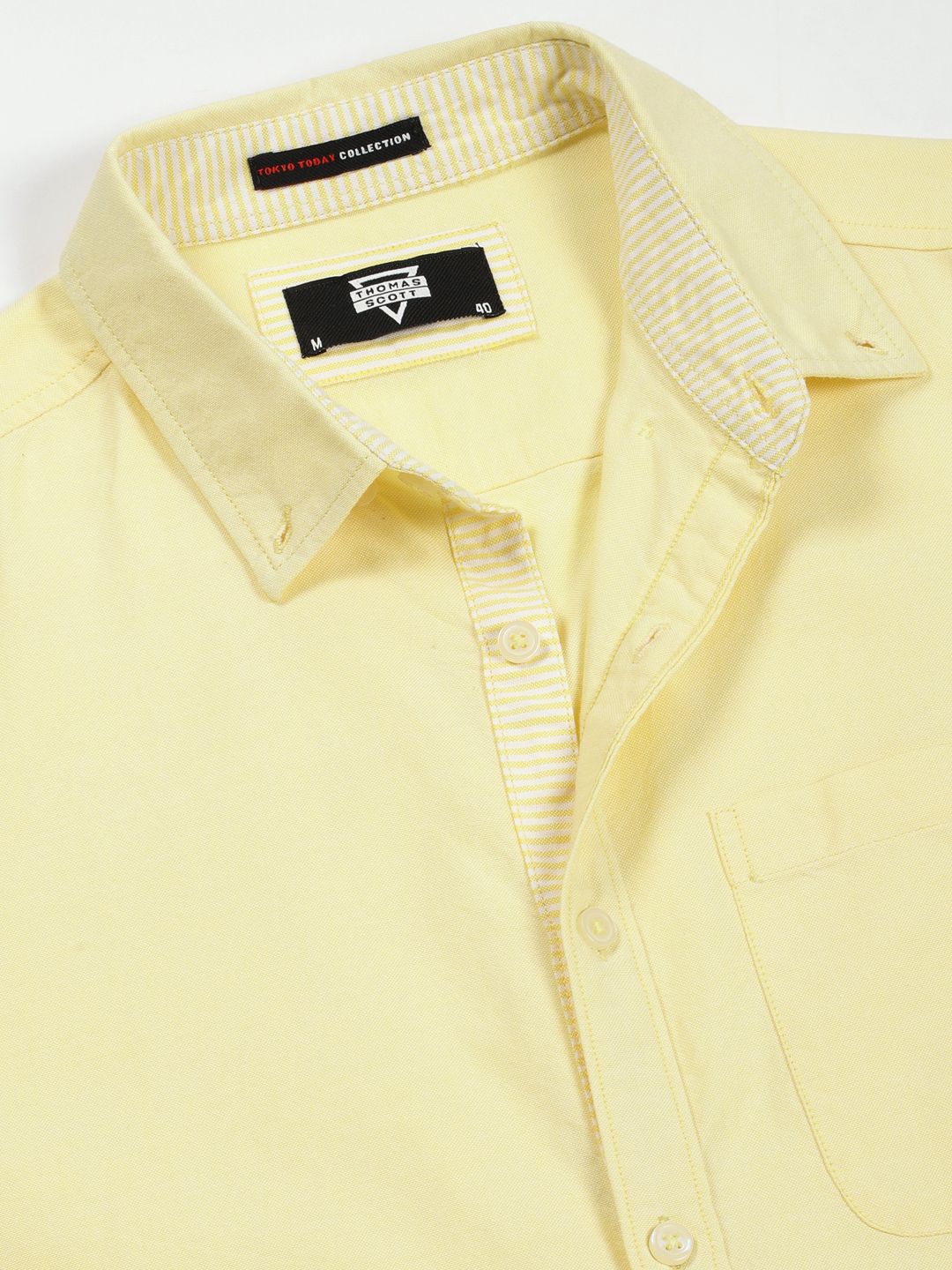 Thomas Scott Men Premium Button-Down Collar Solid Pure Cotton Slim Fit Casual Shirt