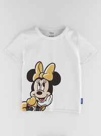 NautiNati Disney Girls Minnie Mouse Printed T-shirt and Solid Shorts