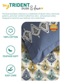 TRIDENT Beacon Yellow Dusk & Dawn Flat 144TC Queen Cotton Bedsheet Set