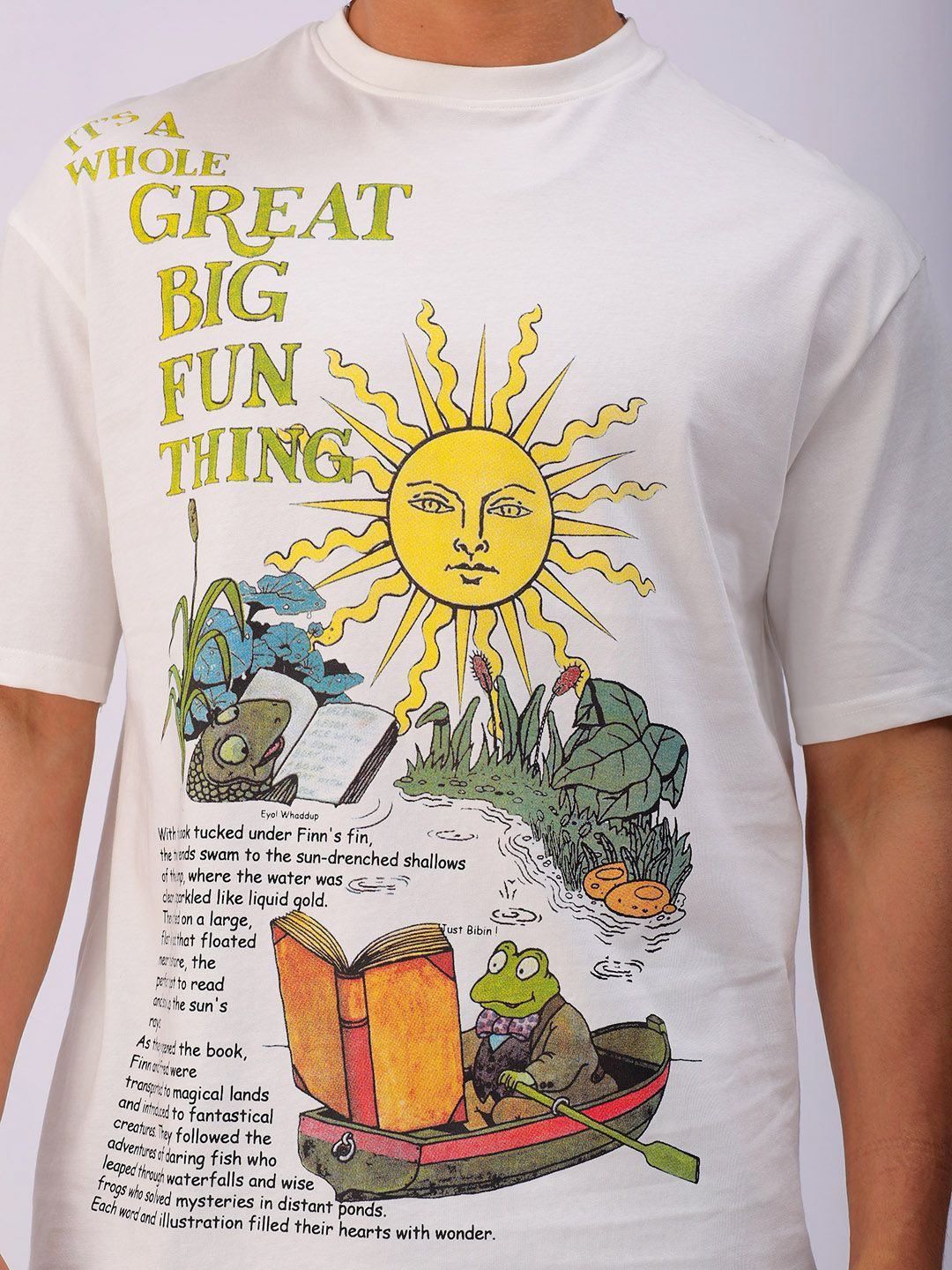 The Indian Garage Co Men Typography Printed Round Neck Cotton Oversized T-Shirt