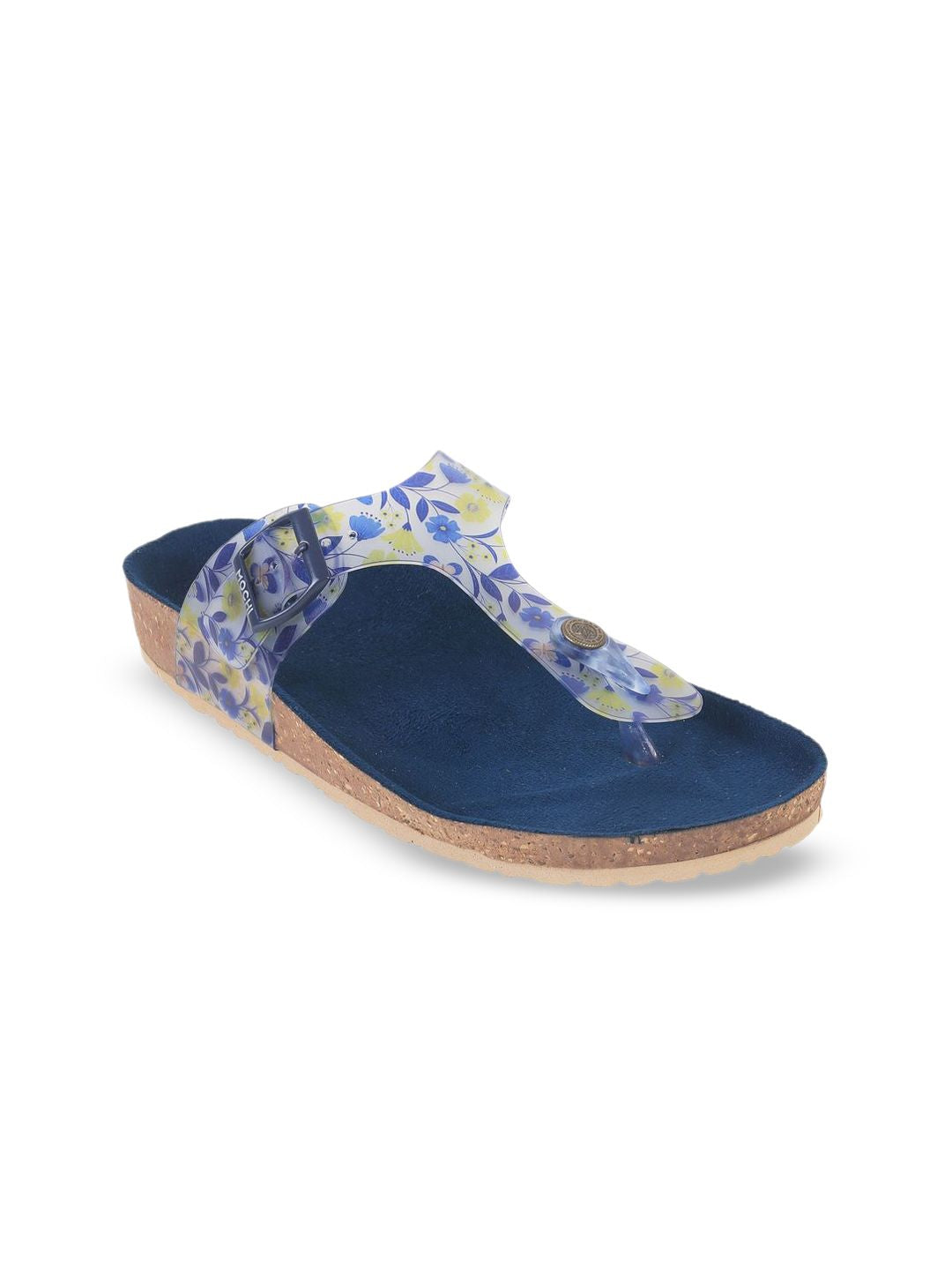 Mochi Women Printed T-Strap Flats