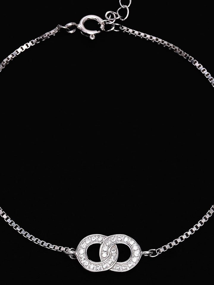 PANASH 925 Sterling Silver Gelang Pesona Cubic Zirconia Bersalut Rhodium
