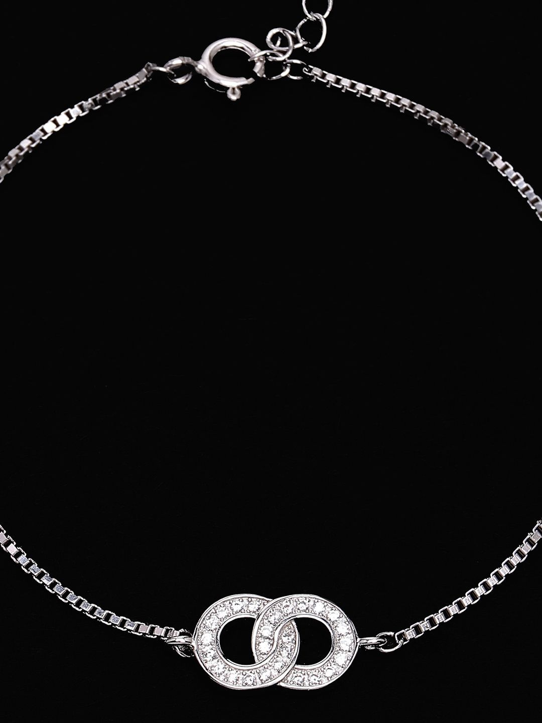 PANASH 925 Sterling Silver Gelang Pesona Cubic Zirconia Bersalut Rhodium
