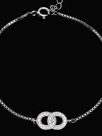 PANASH 925 Sterling Silver Gelang Pesona Cubic Zirconia Bersalut Rhodium