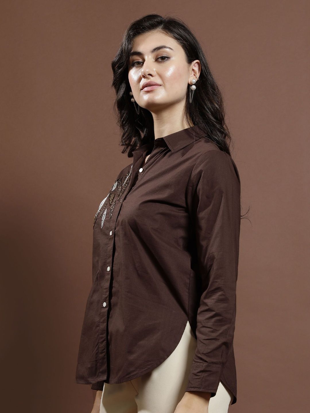 Athena Women Embellished Cotton Shirt