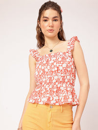 DressBerry Spring Fling Floral Cinched Waist Top