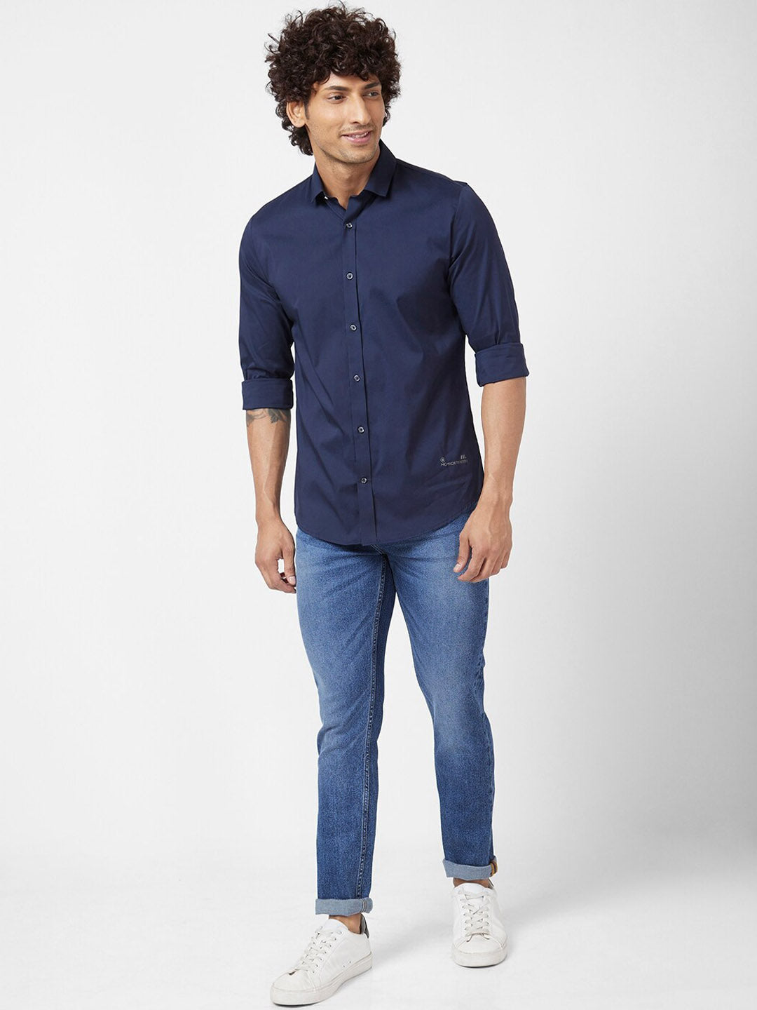 SPYKAR Men Slim Fit Low-Rise Heavy Fade Clean Look Cotton Stretchable Jeans